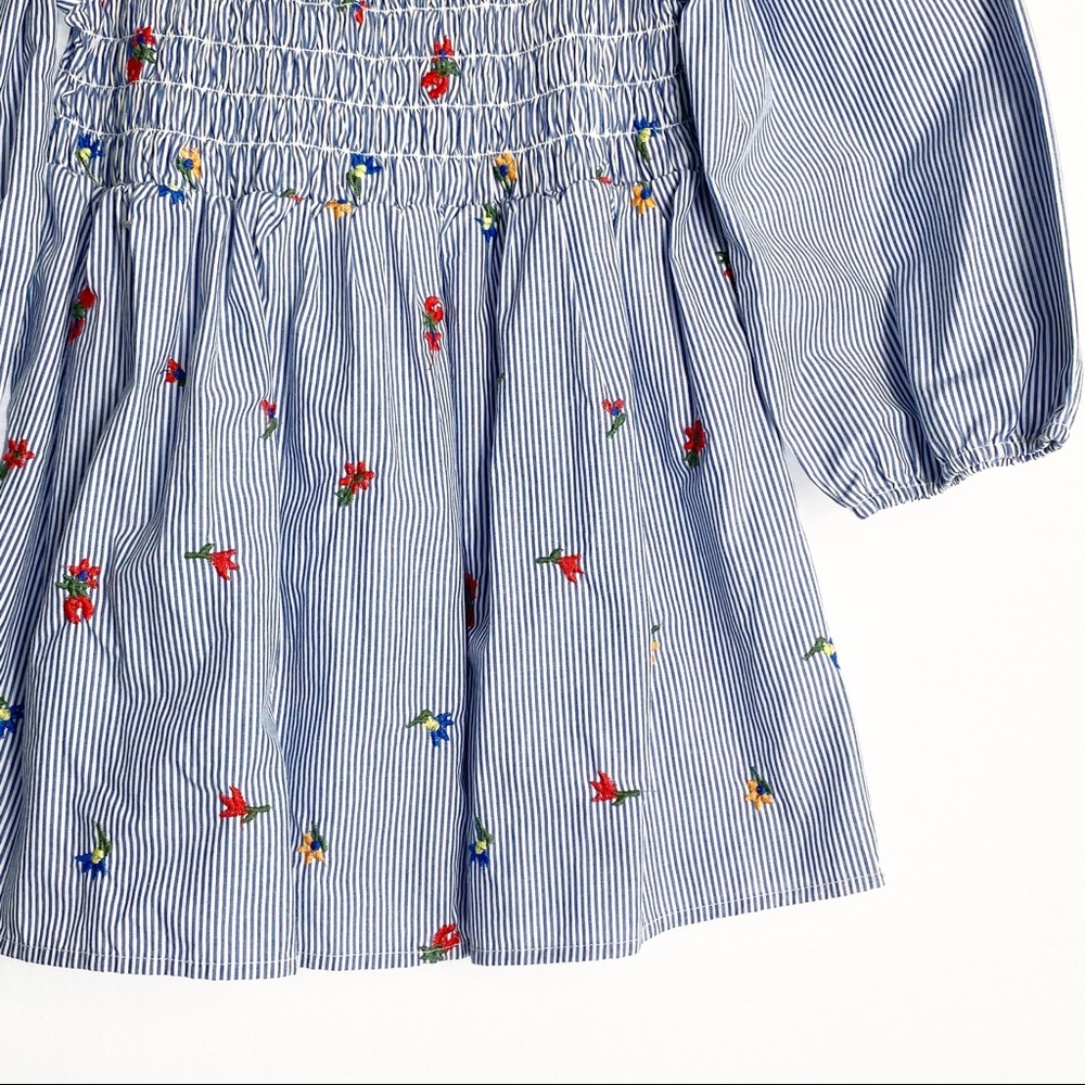 Grand & Greene Smocked Off-Shoulder Peasant Blouse